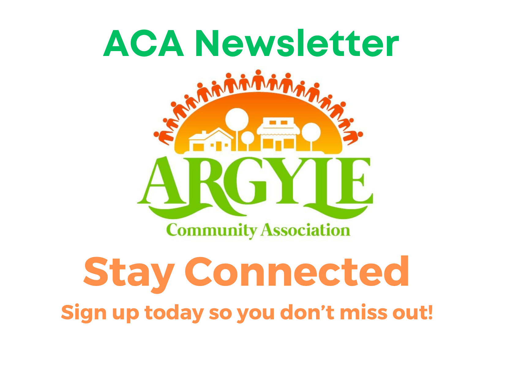 Image asking people to sign up for the ACA newsletter to stay informed